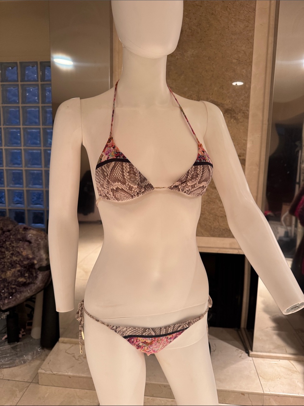 Roberto Cavalli Floral Snake Print Bikini